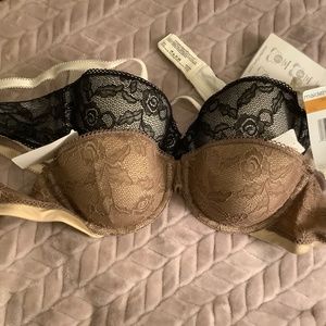 Lot of 2 Maidenform Custom Lift Multiway Push-Up Lace Bras 36A 09789